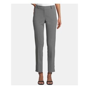 TAHARI Womens Gray Zippered Slim Straight-leg Wear To Work Pants Petites 6P